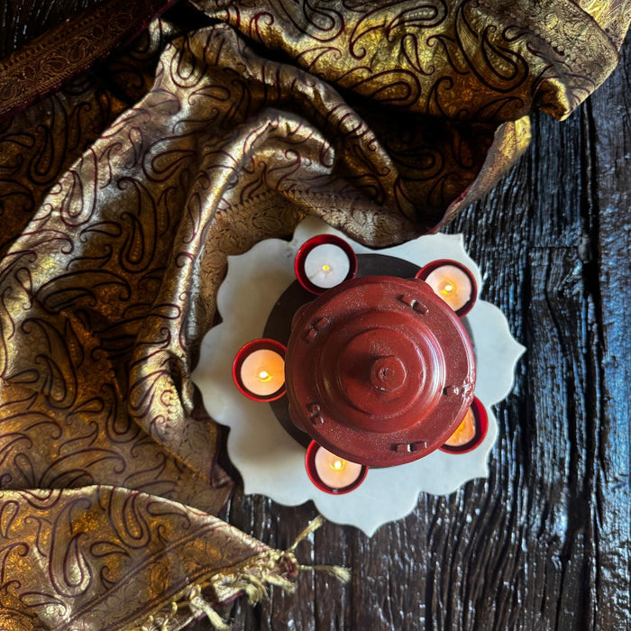 Circular Tea Light Holder – Vintage Collage Design