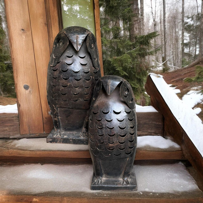 Metal Owl Sculpture : 2 ( Sold Individually)
