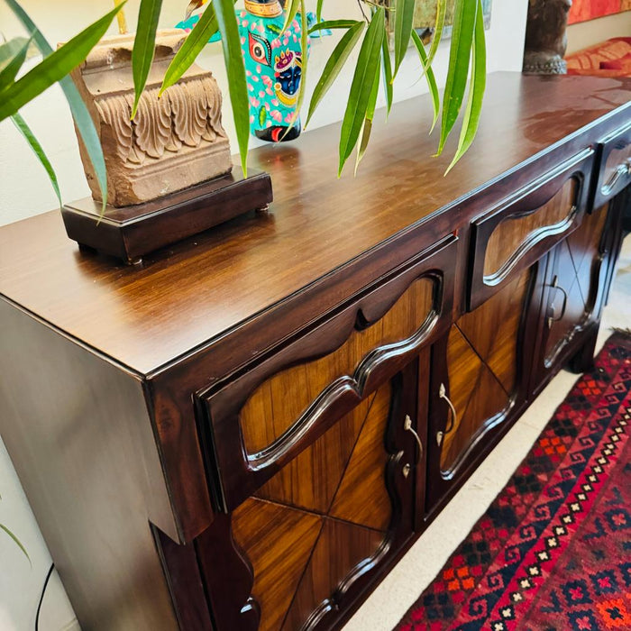 Teak Panels Wooden  Sideboard with Brass Fittings and Drawers : Shiza 2