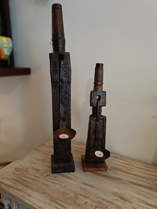 Wood Metal Diya Stand 2