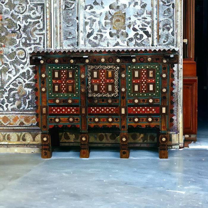 Damachiya :  Mirrorwork  cabinet/ Dowry Chest