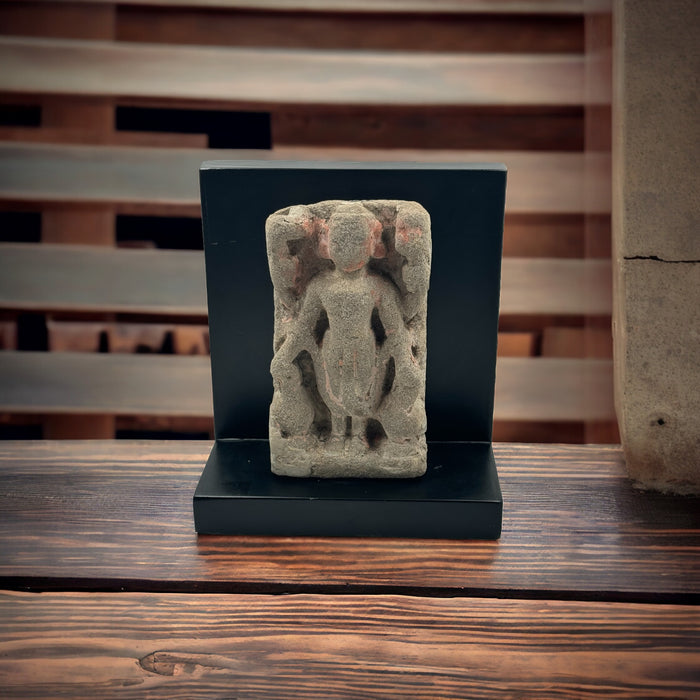 Vintage Stone sculpture of Man ( on a Wooden Base) ; Murti 3