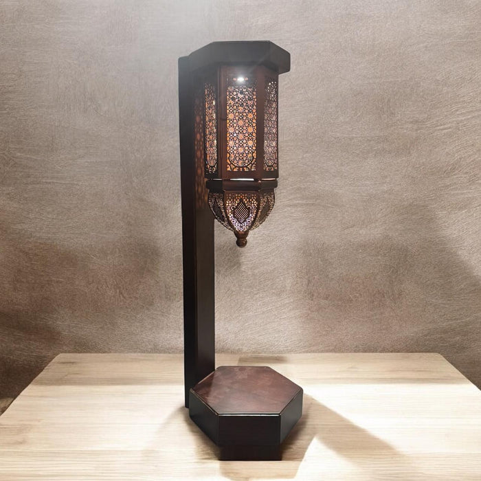 Tall Inverted Jaali Lamp with Copper Finish : Noor 1