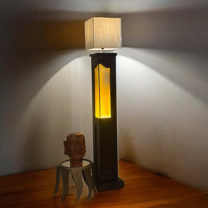 Golden Panel Wooden Floor Lamp : Noor 14 ( Shade Included)