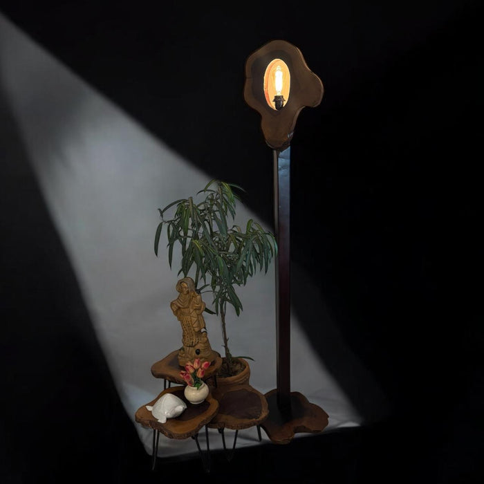 Tall Floor lamp with a fluid wooden shape : Noor 1