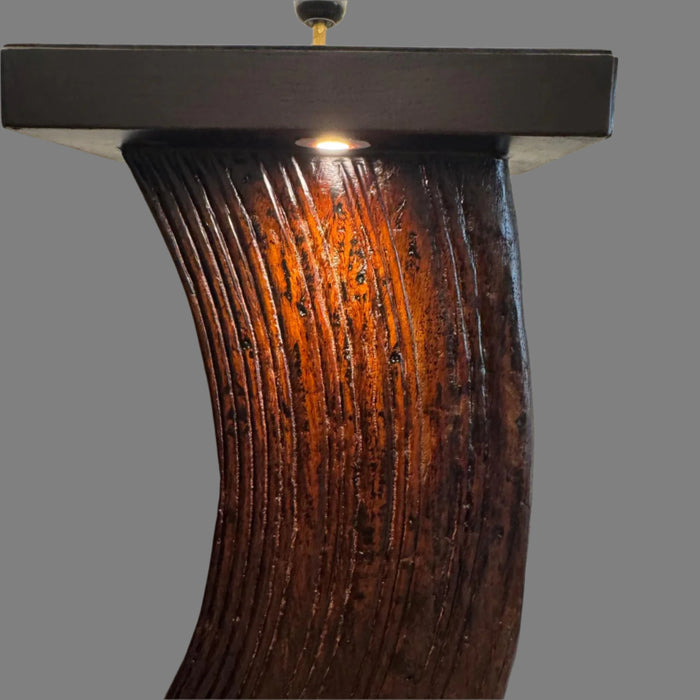 Tall, Curved Wooden Floor  Lamp with Textured Detail : Noor 41 ( Shade Included)