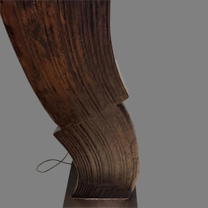 Tall, Curved Wooden Floor  Lamp with Textured Detail : Noor 41 ( Shade Included)