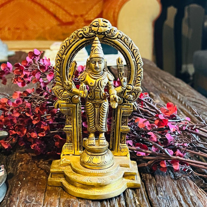 Pital 6 : Lord Vishnu Vintage Style Brass Statue