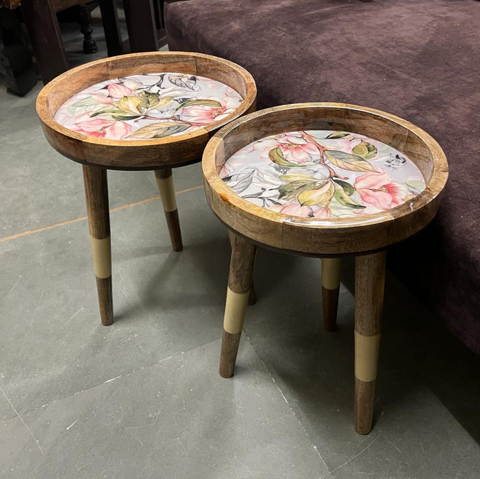 Antika 8-  Watercolours Design ( Set of 2 Circular Tables)