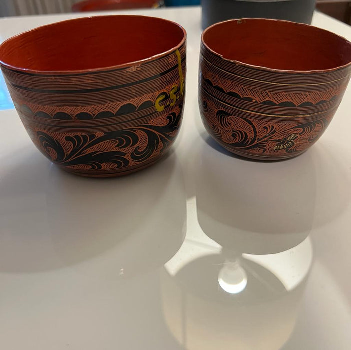 Burmese lacquer finger bowl ( Set of two)