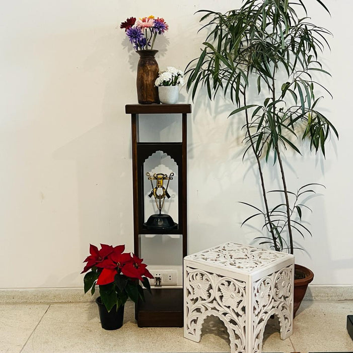 Kamraan : Wooden Pedestal with Arched Shelf ( 4.5 feet)