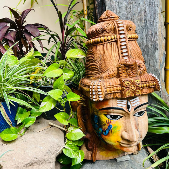 Shiva Head : Wooden Painted Head (20 inches )