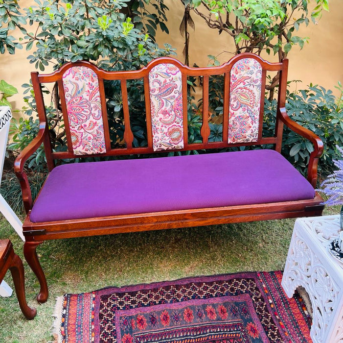 Sofa Bench with Vintage, Regal Look and Curved Back and Armrests ( two and a half seater)