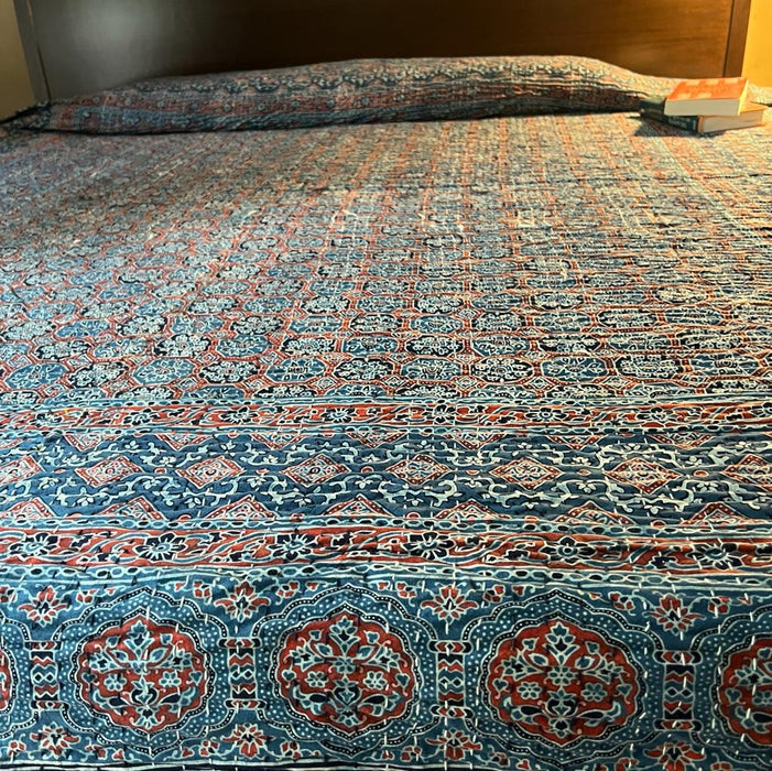 Tazmeen: Ajrakh Bed cover