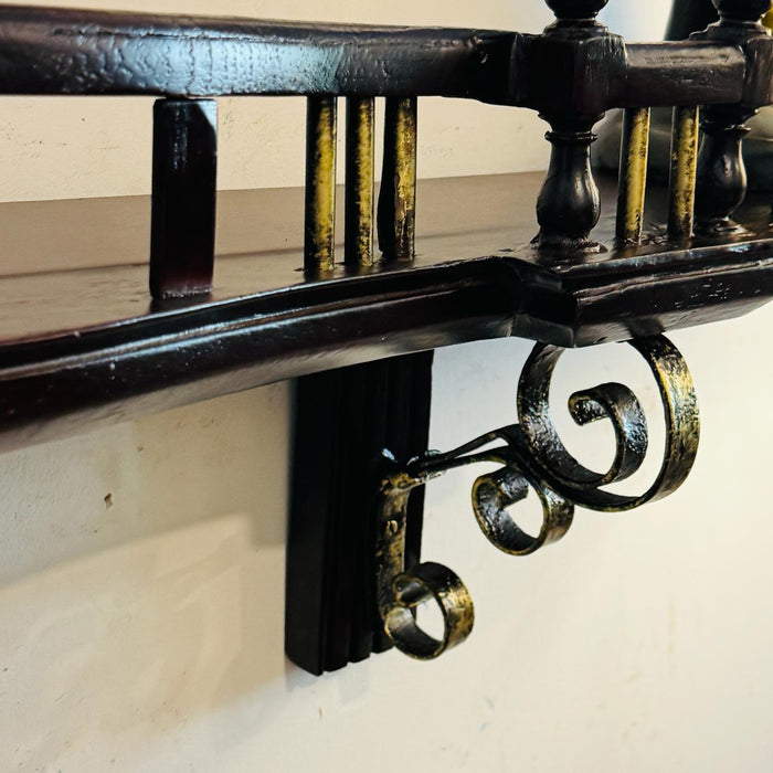 Wide Wooden Display Shelf with Brass Fittings : Zaarish 19