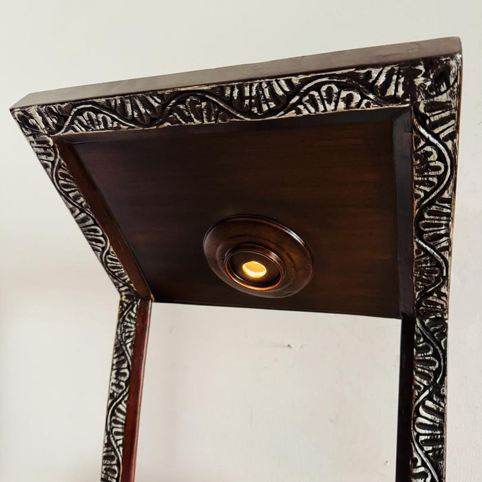 Tall Wooden Floor Lamp  with Display Shelves: Noor 34