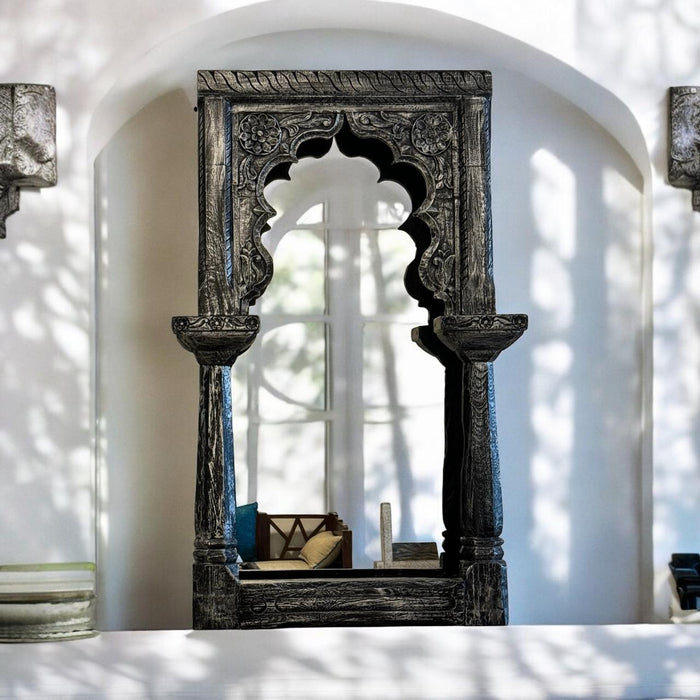 Tall , Wooden Jharoka Mirror :  Aaina 14