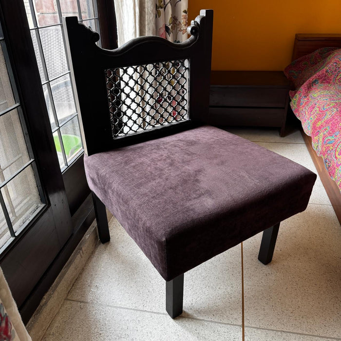 Wide Vintage Statment Chair with Jaali Details