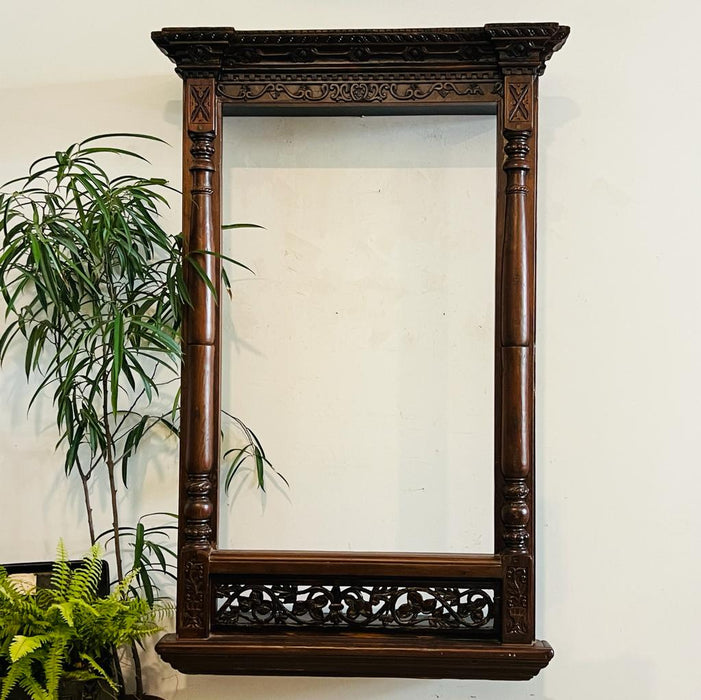 Haya 1  : Large, Vintage Carved Jharokha with a base and intricate carvings in a duo coloured, rich wood finish ( 5 feet +)