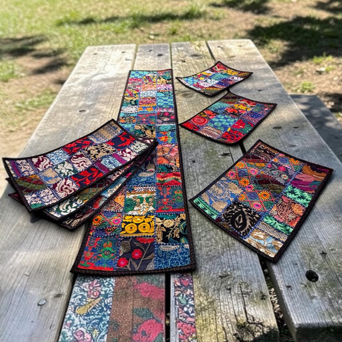 Embroidered Table Runner with 6 Mats : Kasheeda 5