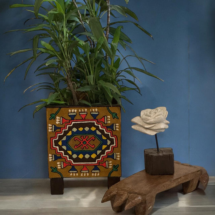 Kilim Covered Wooden Planter : Aarna 1