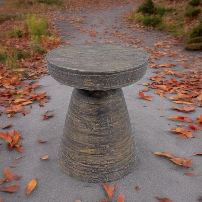 Mushroom Metal table : Aaima 19 ( Light Wood Finish)