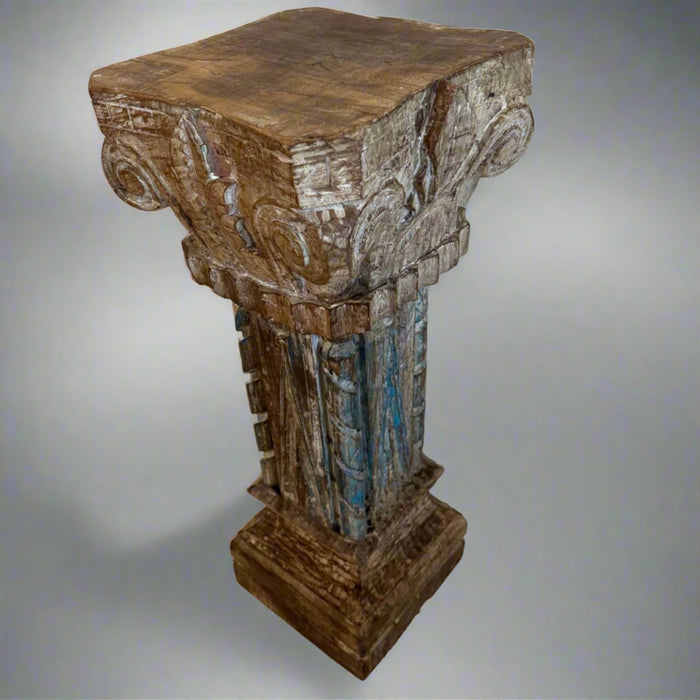 Wooden Pillar  Pedestal with distress finish : Ruhana 8