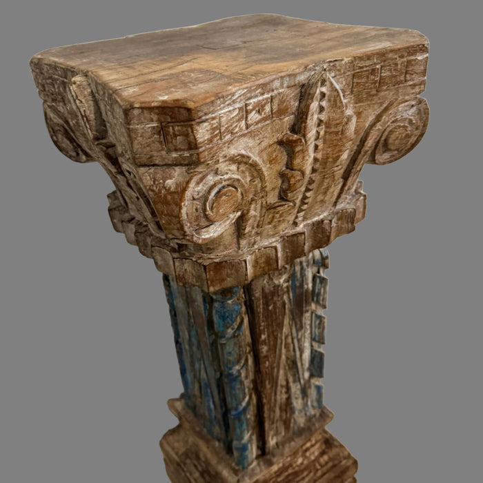 Wooden Pillar  Pedestal with distress finish : Ruhana 8