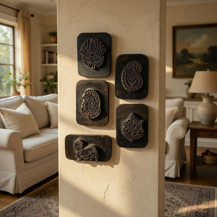 Framed Vintage Printing Block - set of 5 )