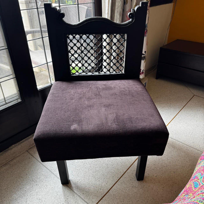 Wide Vintage Statment Chair with Jaali Details