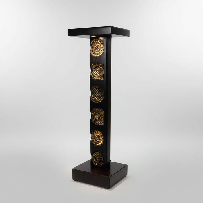 Carved Panel Pedestal with Gold Distress Finish : Ruhana 9