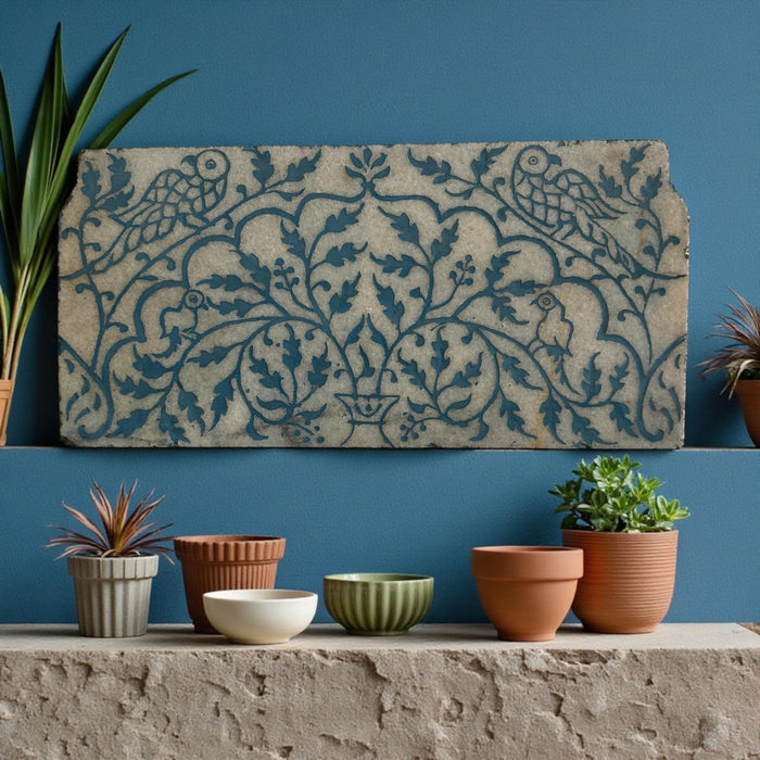 Wall-Hung Marble Plaque with Parrot Motif : Pashan 5