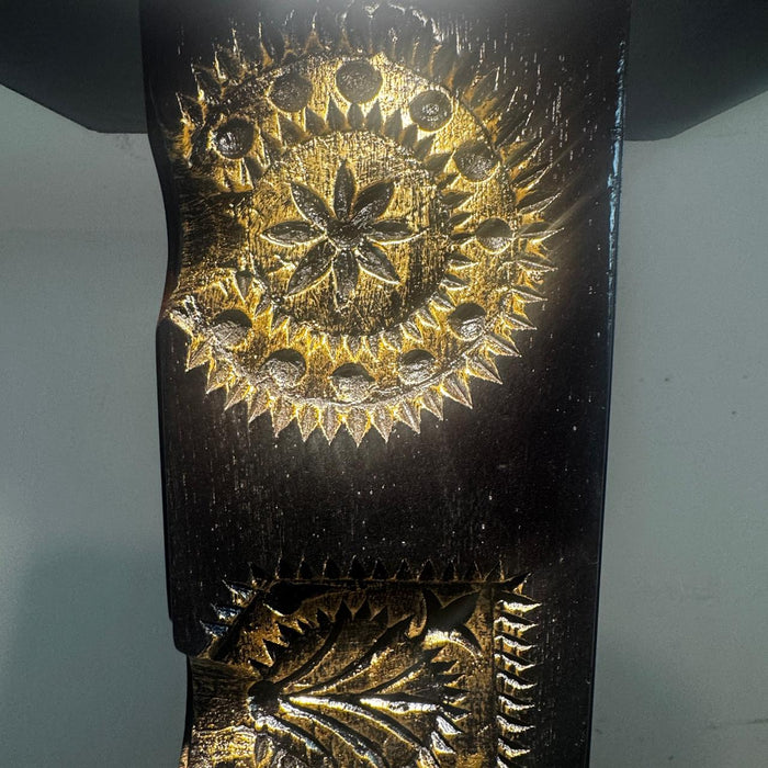 Carved Panel Pedestal with Gold Distress Finish : Ruhana 9