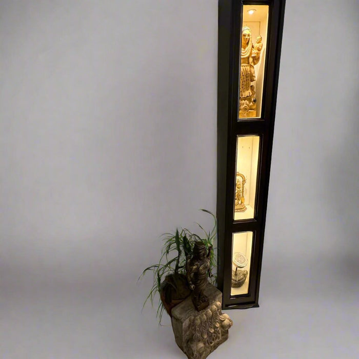 Slender,  Tall. Wooden Showcase with Shelves and Light  : Haya 4