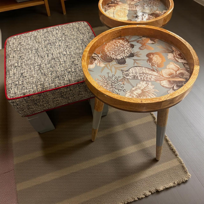 Antika 4-  French Blue and Gold Pattern ( Set of 2 Circular Tables)