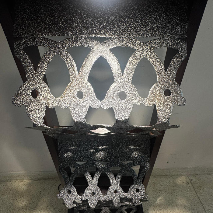 Metal Jali Pedestal with Stone Finish:  Ruhana 13