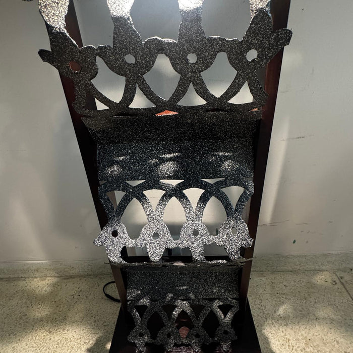 Metal Jali Pedestal with Stone Finish:  Ruhana 13