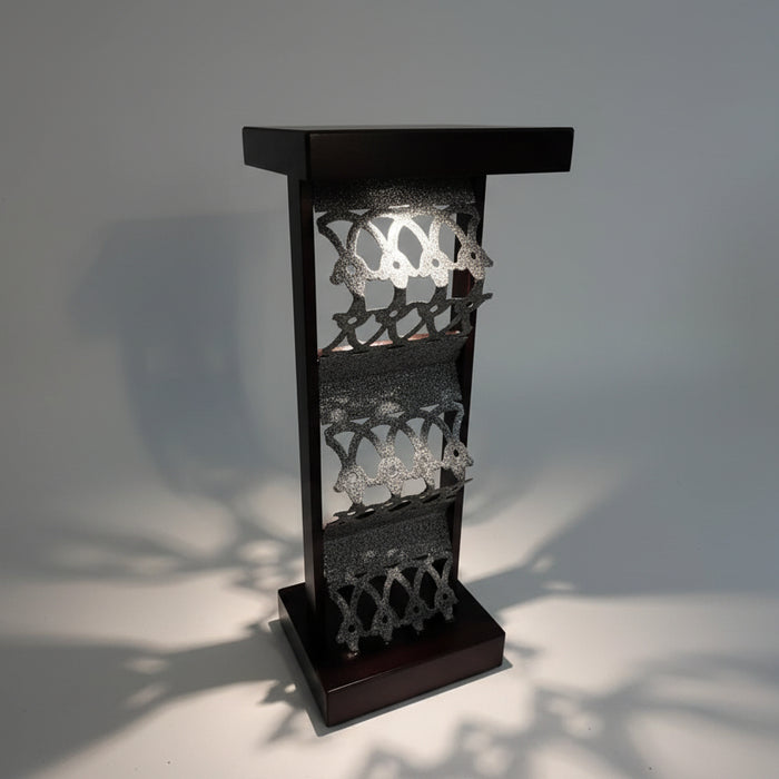 Metal Jali Pedestal with Stone Finish:  Ruhana 13