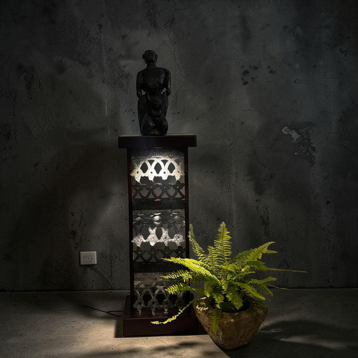 Metal Jali Pedestal with Stone Finish:  Ruhana 13