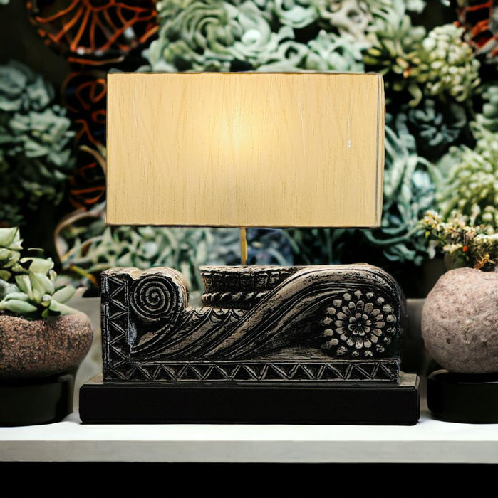 Wooden Lamp ; Noor 27 ( Shade included)