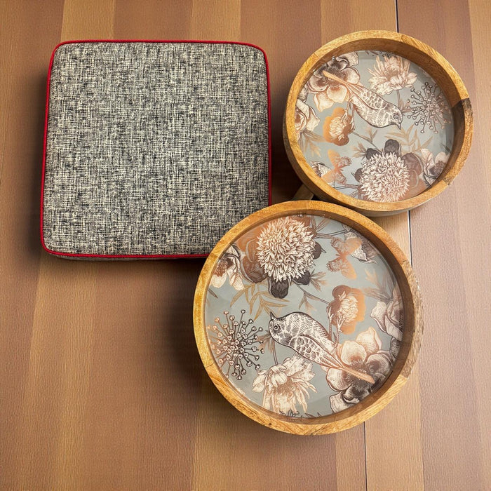 Antika 4-  French Blue and Gold Pattern ( Set of 2 Circular Tables)