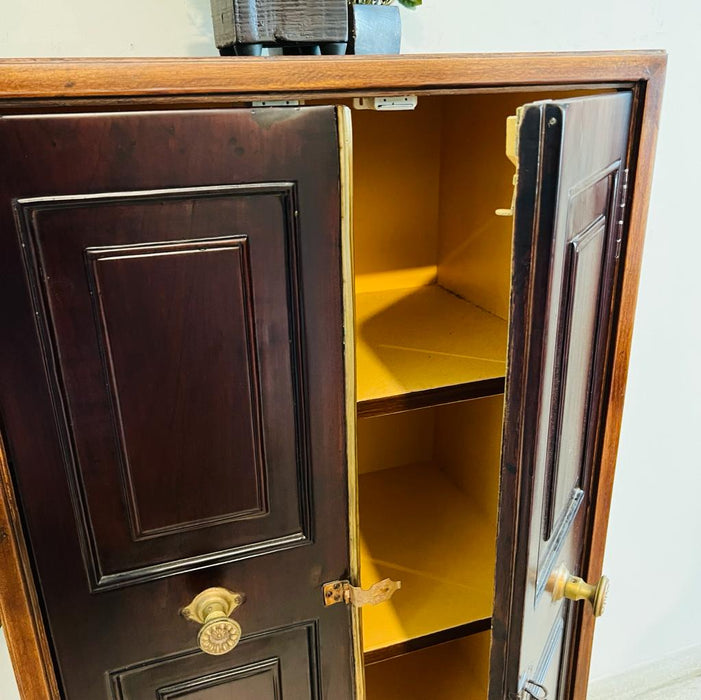 Yaseen : Vintage Slender  wooden cabinet with Brass Handles