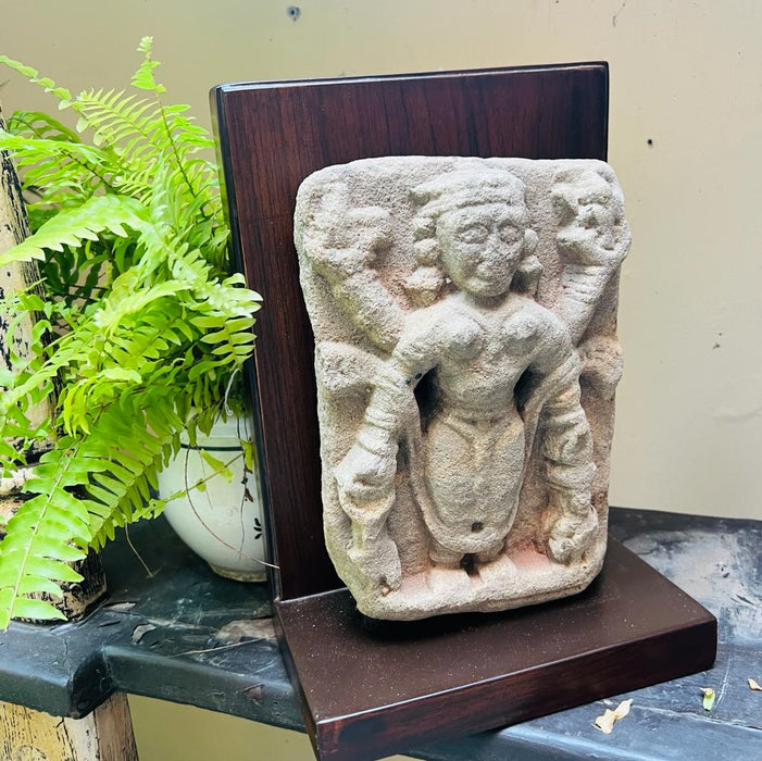 Murat 9 :  Vintage Devi Stone sculpture set in a Wooden Frame