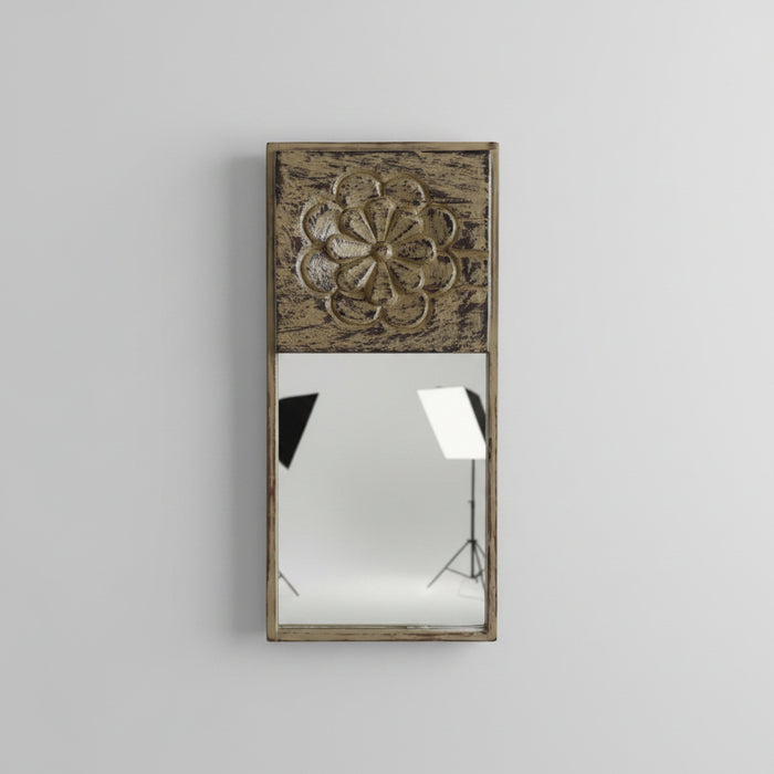 Antique Carved Flower Mirror: Aaina 16