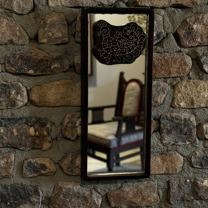 Small Vintage Printing Block Mirror; Aaina 4