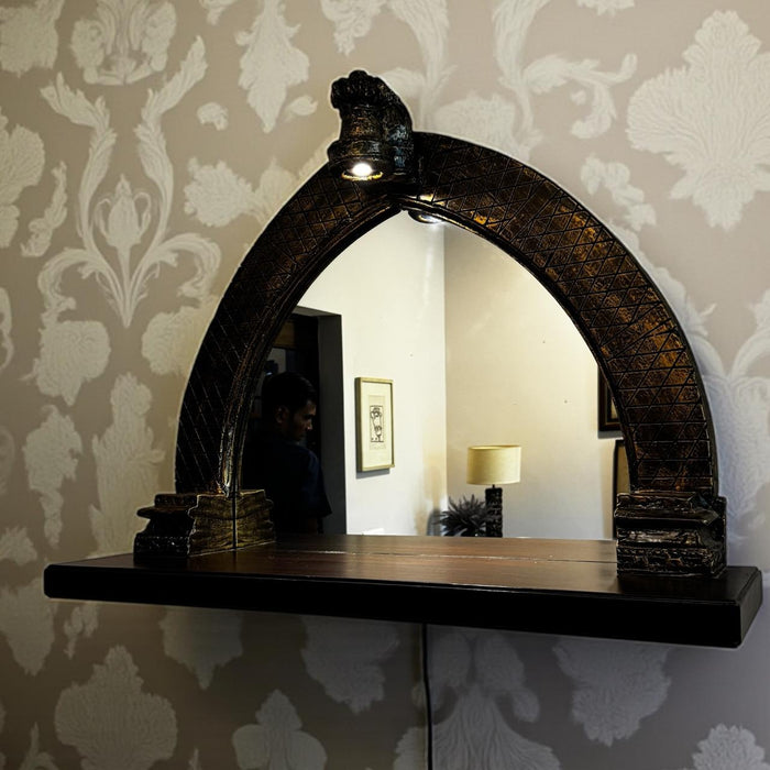 Wooden Prabhawali Mirror – Vintage Charm with Light : Aaina 2