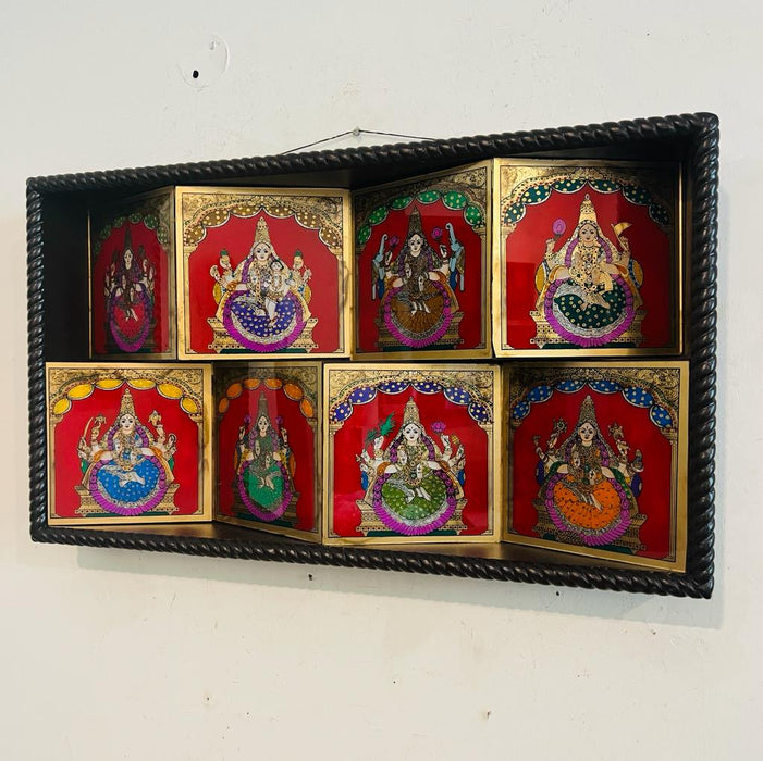 Tanjore Painting : Ashtalakshmi  Idols , Custom Framed ( Painting 1)