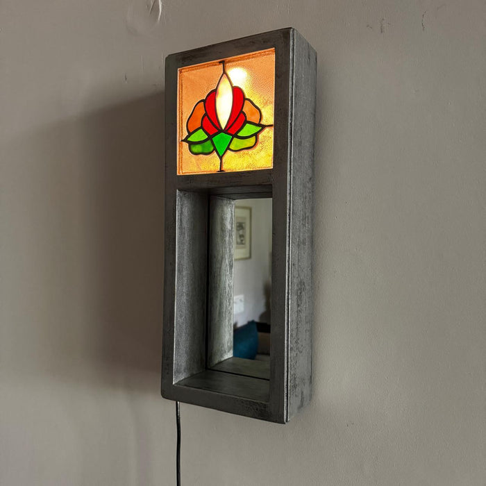 Small Stained Glass Mirror – Backlit Elegance :Aaina 11