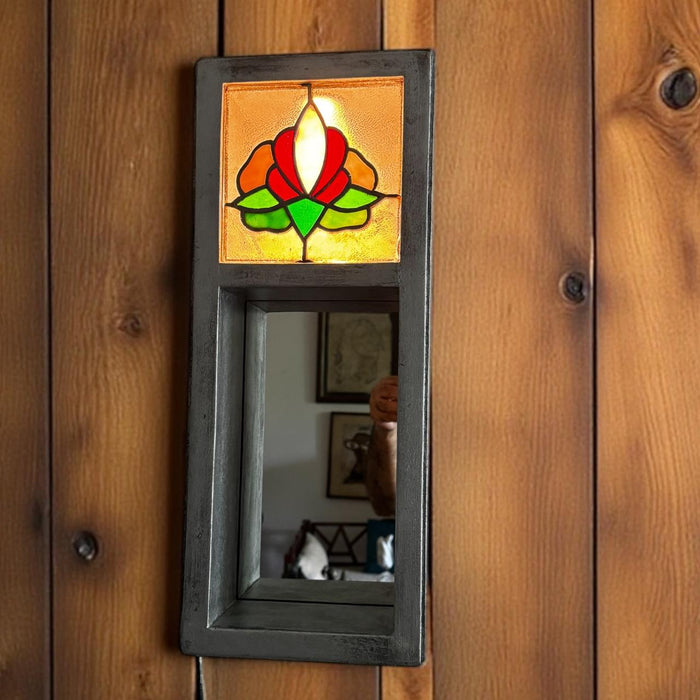 Small Stained Glass Mirror – Backlit Elegance :Aaina 11