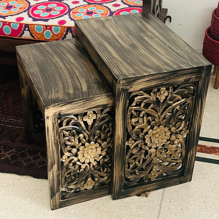 Aaima 2 : Nest of  2 Side tables in Brown Gold Colour